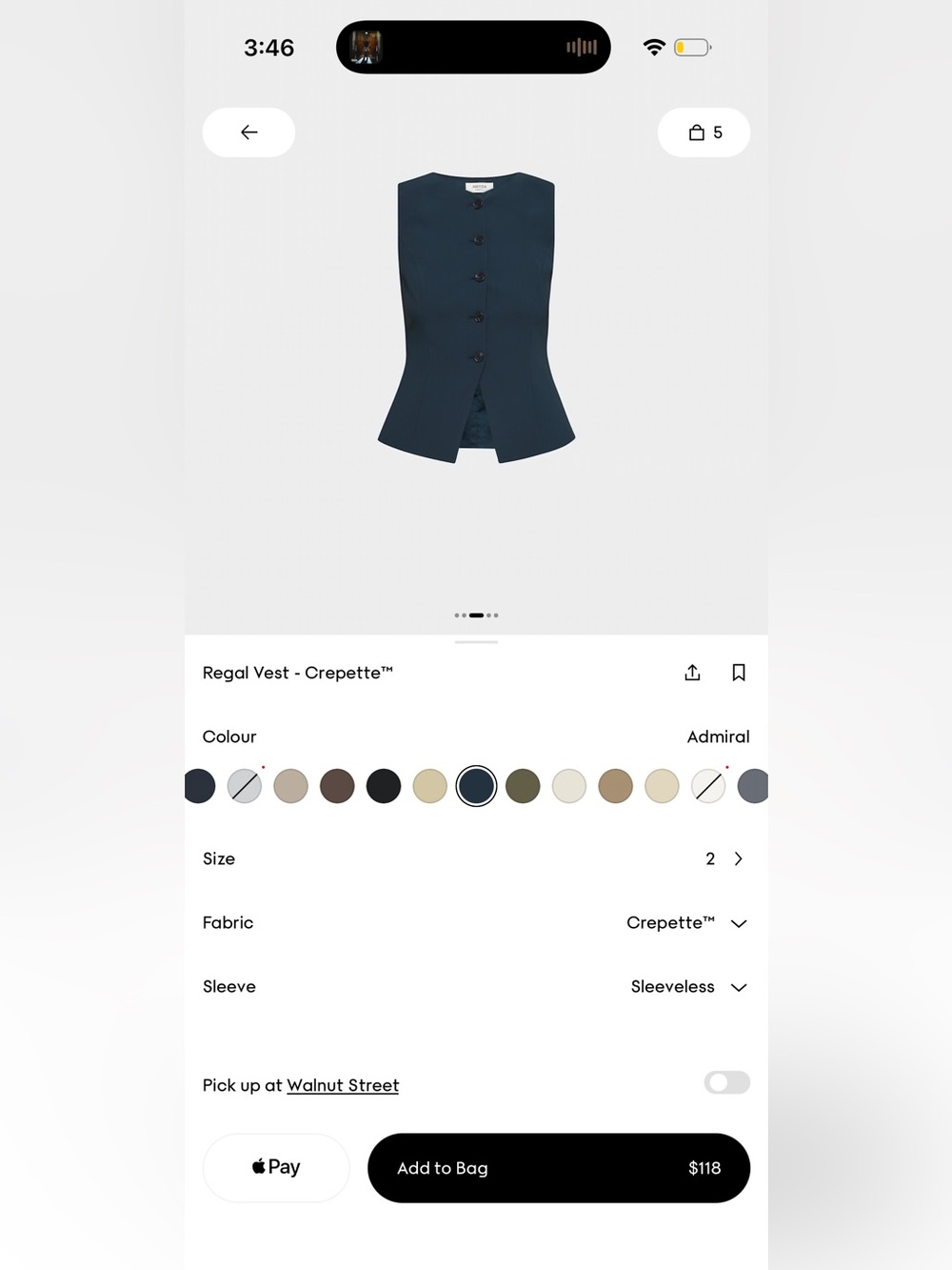 Aritzia Regal Crepette Vest in Admiral - Picture 3 of 6